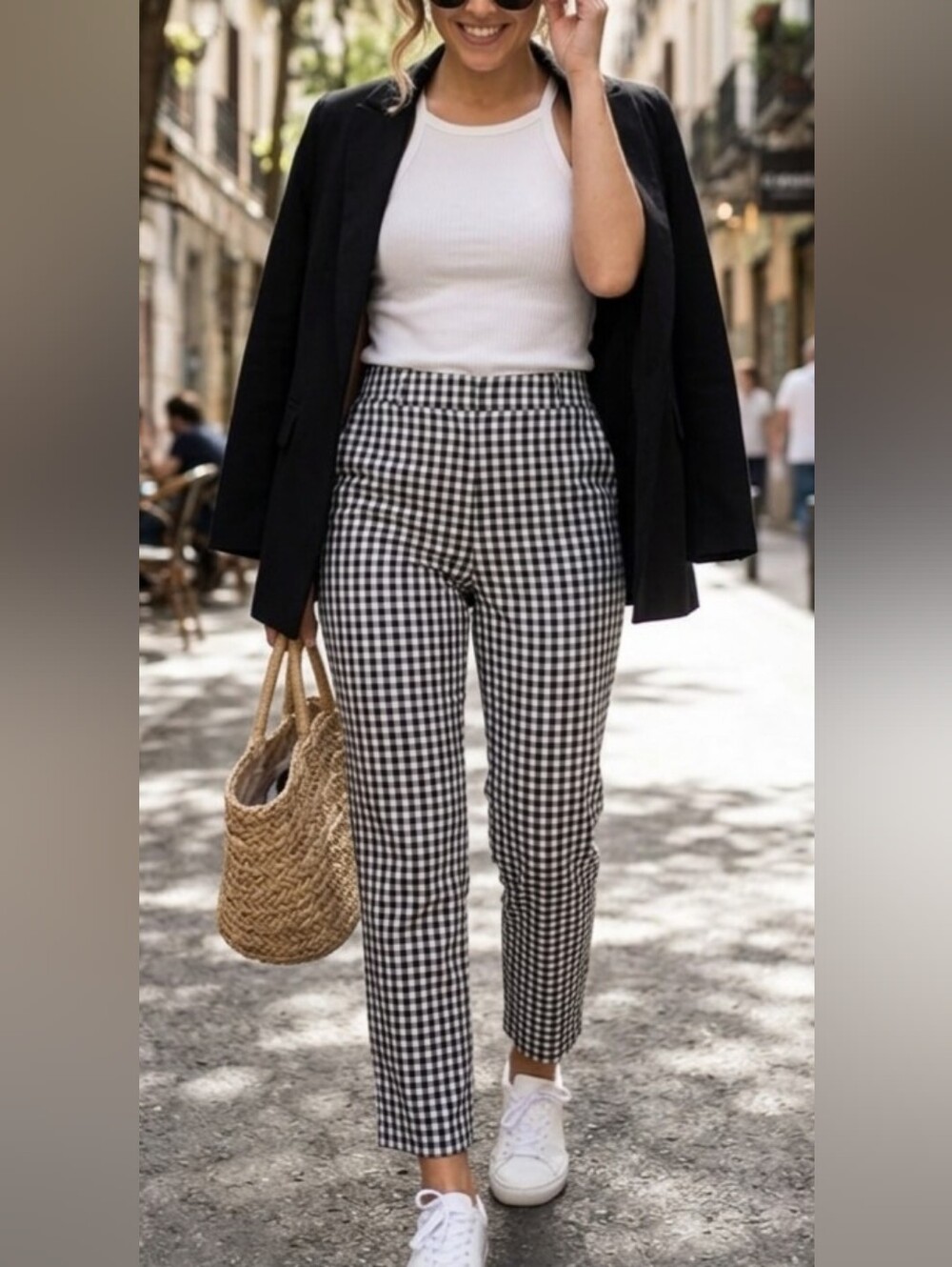 Straight Leg Women's Tailored Gingham Trouser Pants Y2K 90s